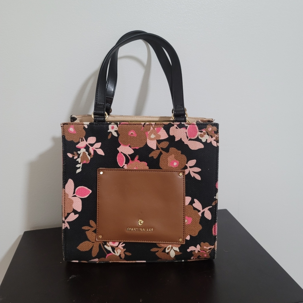 Spartina 449 Linen and Leather Floral Handbag
